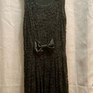 Monteau Black Lace Midi Dress with Bow